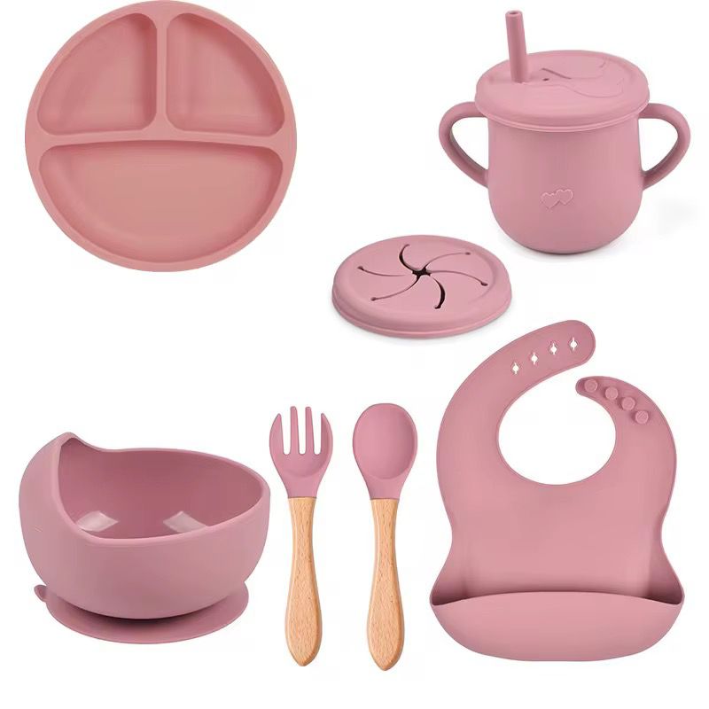 7 PIECE BABY SILICONE FEEDING SET