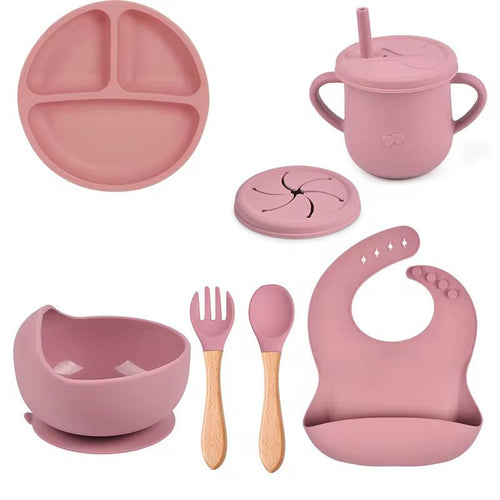 7 PIECE BABY SILICONE FEEDING SET