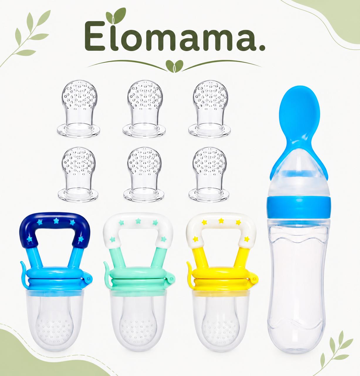 BABY PUREE SILICONE SQUEEZE BOTTLE with FRUIT FEEDERS and TEETHERS